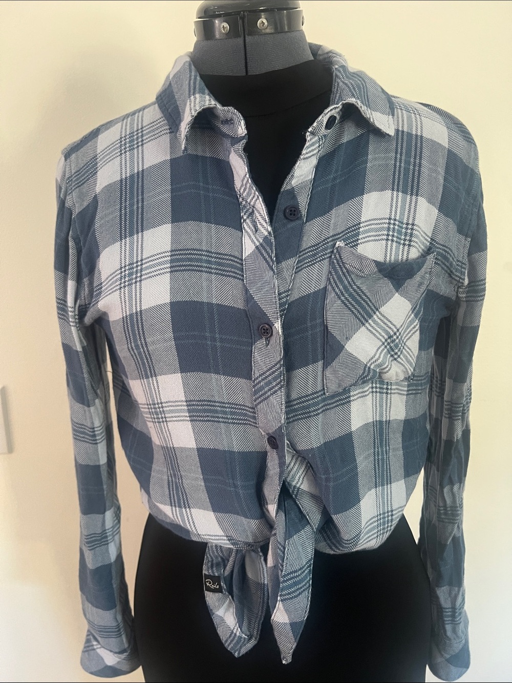 Rails Blue and White Plaid Women's Button-Down Shirt